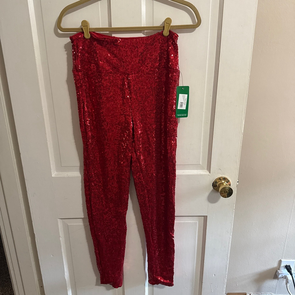Tipsy Elves Pants - Red Sequin High Waisted Fully Lined Leggings Multiple Sizes NWT